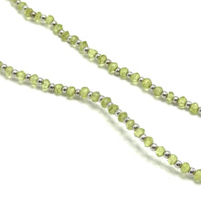 Natural Green Peridot | 925 Sterling Silver | Faceted Rondelle Beaded Necklace | 3mm | VVS1 Clarity | 18 Inch Strand