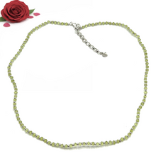 Natural Green Peridot | 925 Sterling Silver | Faceted Rondelle Beaded Necklace | 3mm | VVS1 Clarity | 18 Inch Strand
