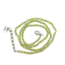 Natural Green Peridot | 925 Sterling Silver | Faceted Rondelle Beaded Necklace | 3mm | VVS1 Clarity | 18 Inch Strand