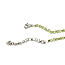 Natural Green Peridot | 925 Sterling Silver | Faceted Rondelle Beaded Necklace | 3mm | VVS1 Clarity | 18 Inch Strand