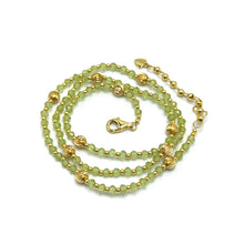 Natural Green Peridot | 925 Sterling Silver | Faceted Rondelle Beaded Necklace | 4mm | VVS1 Clarity | 18 Inch Strand