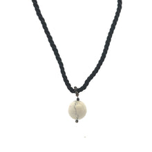 Natural Howlite Gemstone 16mm Ball With Black Twisted Cord Pendant Necklace Best Known For Peaceful Sleep And Calming