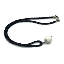 Natural Howlite Gemstone 16mm Ball With Black Twisted Cord Pendant Necklace Best Known For Peaceful Sleep And Calming