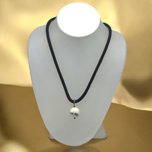 Natural Howlite Gemstone 16mm Ball With Handcrafted Black Twisted Cord Pendant Necklace Believed To Support Stress