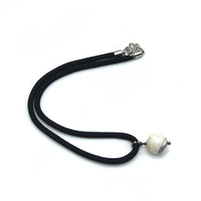 Natural Howlite Gemstone 16mm Ball With Handcrafted Black Twisted Cord Pendant Necklace Believed To Support Stress