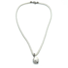Natural Howlite Gemstone 16mm Ball With White Twisted Cord Pendant Necklace Known For Calmness Patience And Relaxation