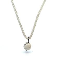Natural Howlite Gemstone 16mm Ball With White Twisted Cord Pendant Necklace Known For Calmness Patience And Relaxation