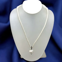 Natural Howlite Gemstone Ball 16mm With White Twisted Cord Pendant Necklace Linked To Peaceful Energy And Emotional