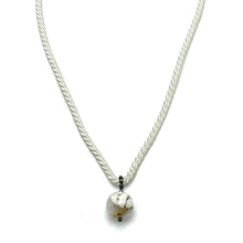 Natural Howlite Gemstone Ball 16mm With White Twisted Cord Pendant Necklace Linked To Peaceful Energy And Emotional