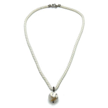 Natural Howlite Gemstone Ball 16mm With White Twisted Cord Pendant Necklace Linked To Peaceful Energy And Emotional