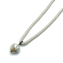 Natural Howlite Gemstone Ball 16mm With White Twisted Cord Pendant Necklace Linked To Peaceful Energy And Emotional