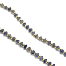 Natural Iolite | 925 Sterling Silver | Faceted Rondelle Beaded Necklace | 4mm | Violet Blue | VVS1 Clarity | 18 Inch