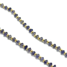 Natural Iolite | 925 Sterling Silver | Faceted Rondelle Beaded Necklace | 4mm | Violet Blue | VVS1 Clarity | 18 Inch