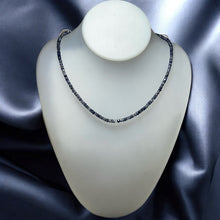 Natural Iolite Necklace | Rondelle 3.5mm Faceted Cut Gemstone Beads | 15.3 Inch Handcrafted Jewelry - Necklace