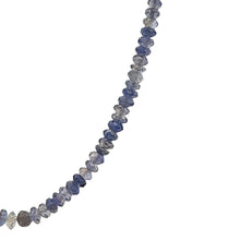 Natural Iolite Necklace | Rondelle 3.5mm Faceted Cut Gemstone Beads | 15.3 Inch Handcrafted Jewelry - Necklace