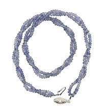 Natural Iolite Twisted Necklace | Rondelle 3mm Hand Faceted Cut Gemstone Beads | 17.4 Inch Gemstone Jewelry - Necklace