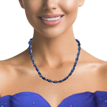 Natural Iolite Twisted Necklace | Rondelle 3mm Hand Faceted Cut Gemstone Beads | 17.4 Inch Gemstone Jewelry - Necklace