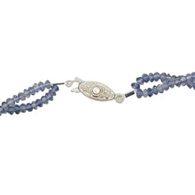 Natural Iolite Twisted Necklace | Rondelle 3mm Hand Faceted Cut Gemstone Beads | 17.4 Inch Gemstone Jewelry - Necklace