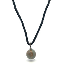 Natural Jasper Ball Gemstone 20mm With Black Twisted Cord Pendant Necklace Known For Strength Protection And Earth