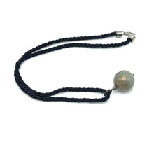 Natural Jasper Ball Gemstone 20mm With Black Twisted Cord Pendant Necklace Known For Strength Protection And Earth