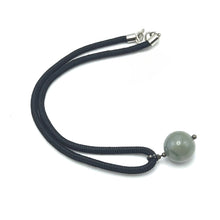 Natural Jasper Ball Gemstone 20mm With Dark Twisted Cord Pendant Necklace Associated With Stability And Earth