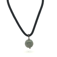 Natural Jasper Ball Gemstone 20mm With Dark Twisted Cord Pendant Necklace Associated With Stability And Earth