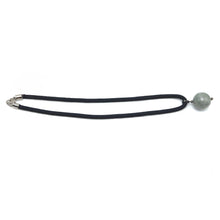 Natural Jasper Ball Gemstone 20mm With Dark Twisted Cord Pendant Necklace Associated With Stability And Earth