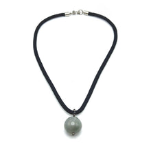 Natural Jasper Ball Gemstone 20mm With Dark Twisted Cord Pendant Necklace Associated With Stability And Earth