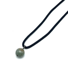 Natural Jasper Ball Gemstone 20mm Ball with Handcrafted Dark Twisted Cord Pendant Necklace - Necklace