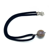 Natural Jasper Gemstone 20mm Ball Black Twisted Cord Pendant Necklace for grounding stability - Necklace