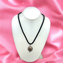 Natural Jasper Gemstone 20mm Ball Black Twisted Cord Pendant Necklace for grounding stability - Necklace
