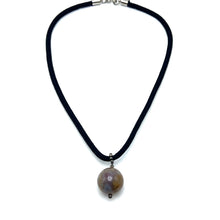 Natural Jasper Gemstone 20mm Ball Black Twisted Cord Pendant Necklace for grounding stability - Necklace