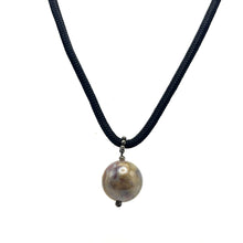 Natural Jasper Gemstone 20mm Ball Black Twisted Cord Pendant Necklace for grounding stability - Necklace