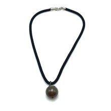 Natural Jasper Gemstone 20mm Ball Dark Twisted Cord Pendant Necklace for protective energy - Necklace