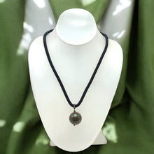 Natural Jasper Gemstone 20mm Ball Dark Twisted Cord Pendant Necklace for protective energy - Necklace