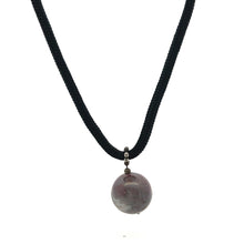 Natural Jasper Gemstone 20mm Ball With Black Twisted Cord Pendant Necklace Known For Protective Grounding Energy