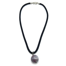 Natural Jasper Gemstone 20mm Ball With Black Twisted Cord Pendant Necklace Known For Protective Grounding Energy