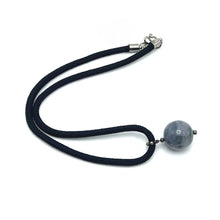Natural Jasper Gemstone 20mm Ball With Black Twisted Cord Pendant Necklace Associated With Grounding Balance
