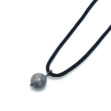 Natural Jasper Gemstone 20mm Ball With Black Twisted Cord Pendant Necklace Associated With Grounding Balance