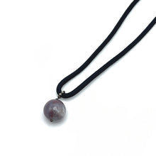 Natural Jasper Gemstone 20mm Ball With Black Twisted Cord Pendant Necklace Known For Protective Grounding Energy