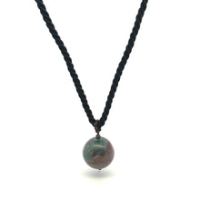 Natural Jasper Gemstone 20mm Ball With Black Twisted Cord Pendant Necklace Associated With Calm Focus And Stability