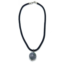Natural Jasper Gemstone 20mm Ball With Black Twisted Cord Pendant Necklace Associated With Grounding Balance