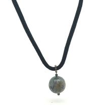 Natural Jasper Gemstone 20mm Ball With Black Twisted Cord Pendant Necklace Associated With Grounding Balance