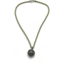 Natural Jasper Gemstone 20mm Ball with Light Green Twisted Cord Pendant Necklace To Soothe & Calm - Necklace
