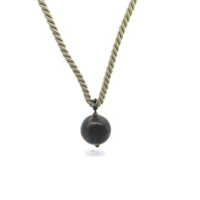 Natural Jasper Gemstone 20mm Ball with Light Green Twisted Cord Pendant Necklace To Soothe & Calm - Necklace
