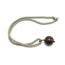 Natural Jasper Gemstone 20mm Ball With Olive Green Twisted Cord Pendant Necklace Believed To Promote Balance