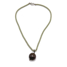 Natural Jasper Gemstone 20mm Ball With Olive Green Twisted Cord Pendant Necklace Believed To Promote Balance