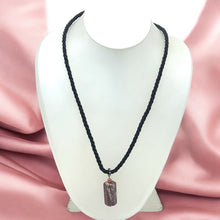 Natural Jasper Gemstone 24mm Smooth Hexagon Shape With Black Twisted Cord Pendant Necklace Linked To Grounding