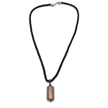 Natural Jasper Gemstone 25mm Hexagon Shape With Black Twisted Cord Pendant Necklace Known For Grounding Protection