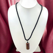 Natural Jasper Gemstone 25mm Hexagon Shape With Black Twisted Cord Pendant Necklace Known For Grounding Protection